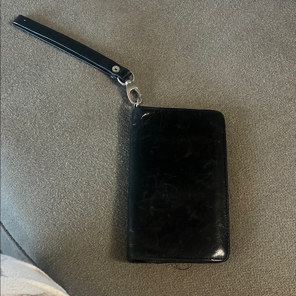 Black Leather Wristlet Wallet